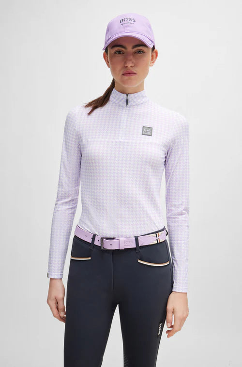 Purple horse riding outfit