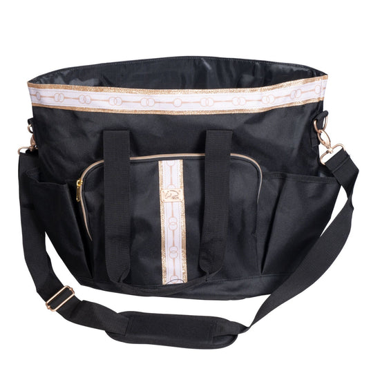 Black and rose gold grooming bag