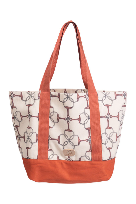 Shopper bag with equestrian decoration 