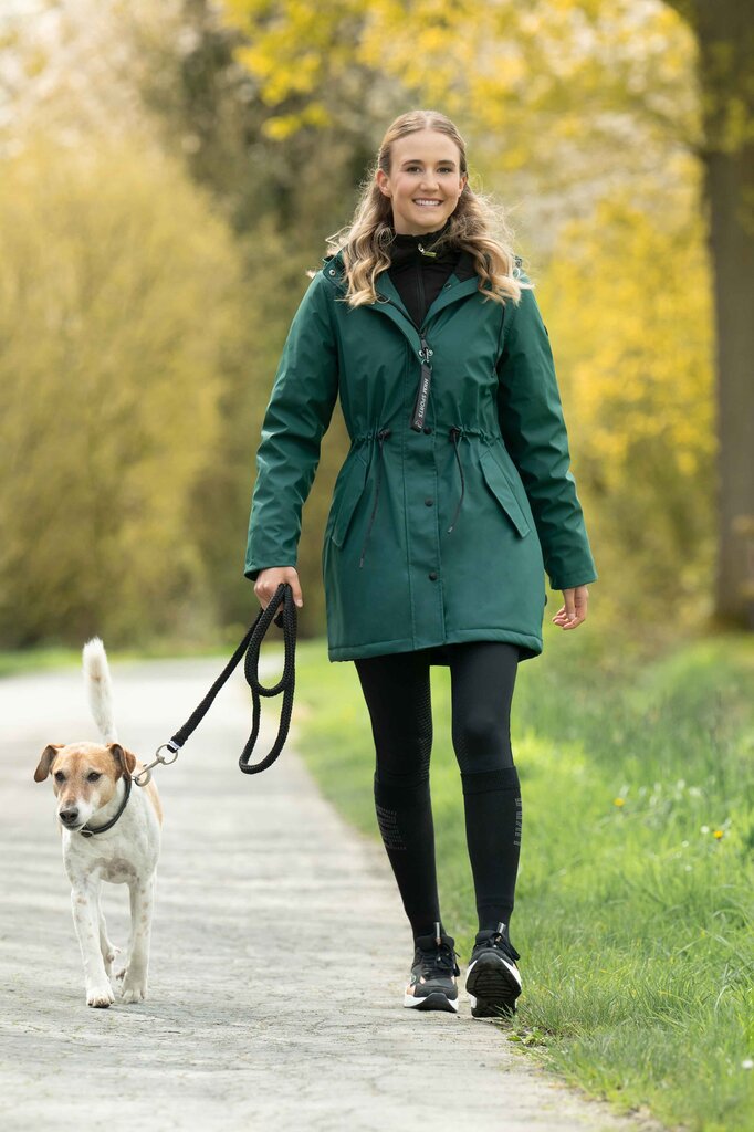 Green winter horse riding coat