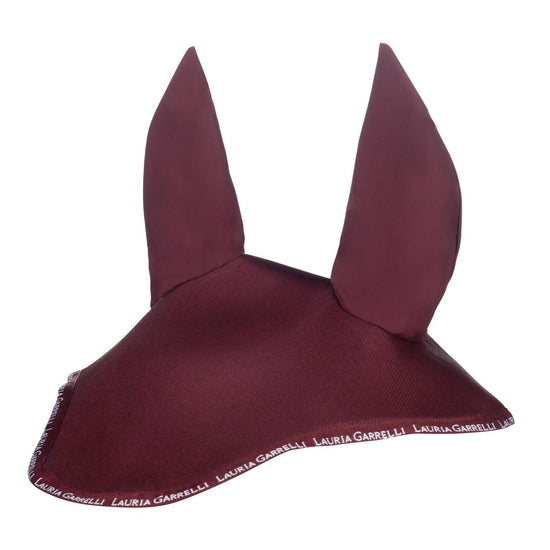 Burgundy mesh ear bonnet for horses