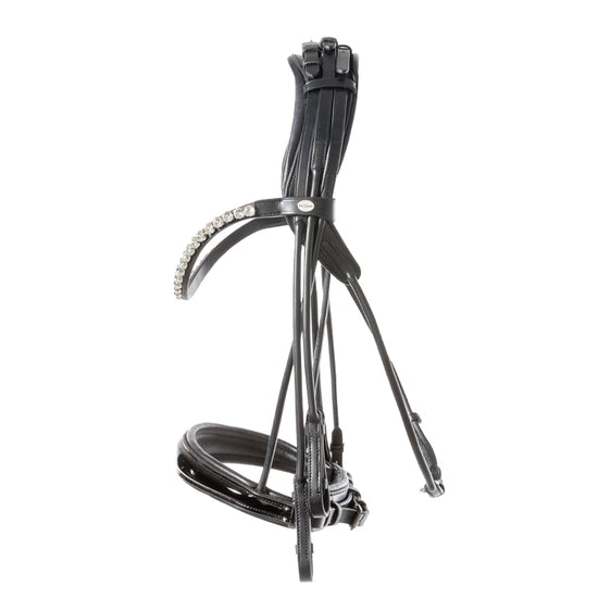 Patent leather double bridle with round leather