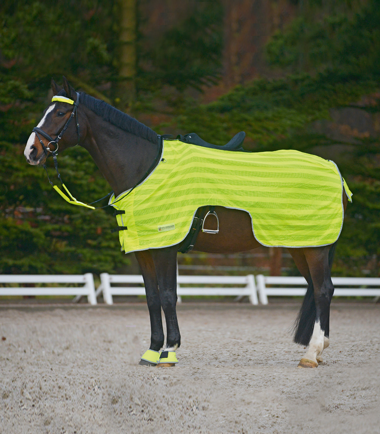 Reflective yellow riding rug