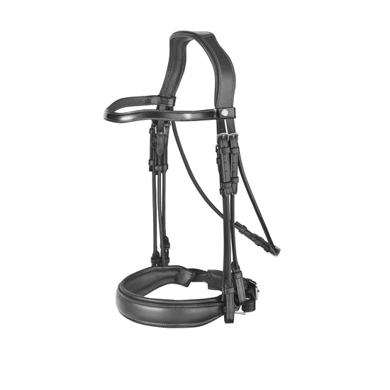 Round leather double bridle made in europe