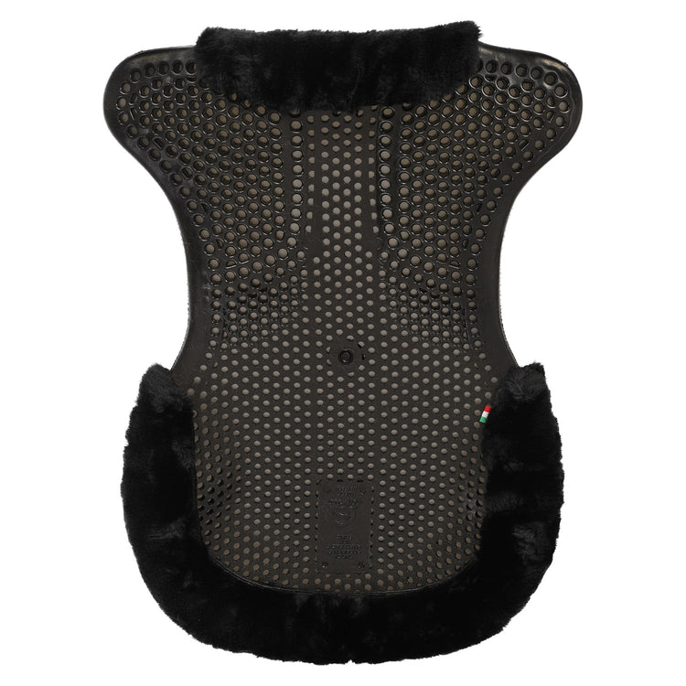 Black front riser gel pad with sheepskin