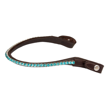 Brown Browband with blue crystals