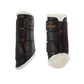 leather brushing boots with faux fur