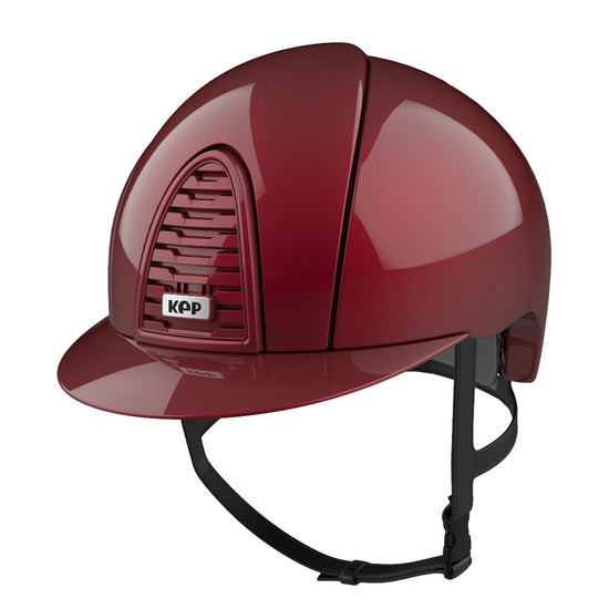 Burgundy colored horse riding helmet