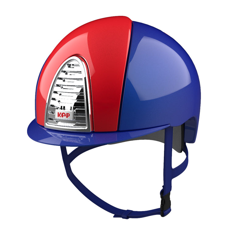 Blue and red horse riding helmet