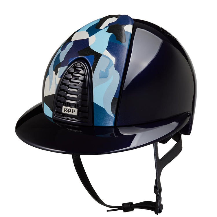 Shiny Blue helmet with wide peak and blue details