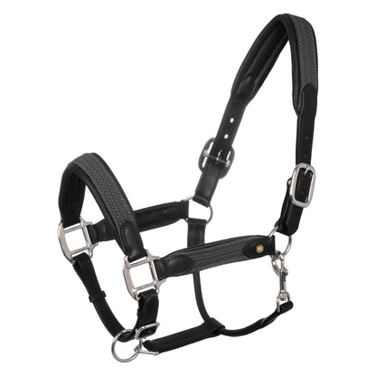 Plaited nylon leather head collar for horses