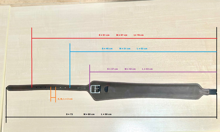 Norton Wide Stirrup leathers size chart