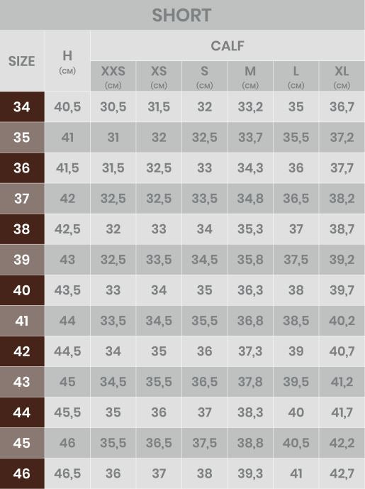 Size chart Franceschini boots