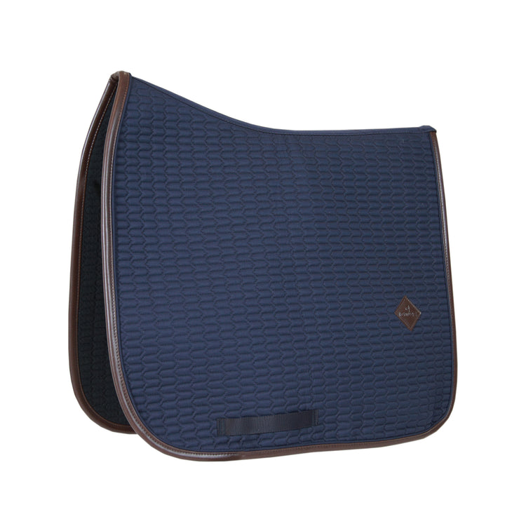 Navy saddle pad with leather edging