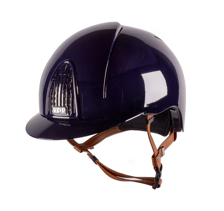 Shiny navy equestrian hat