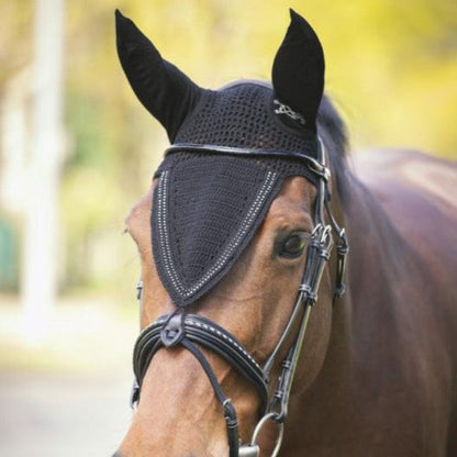 Black tie down ear bonnet