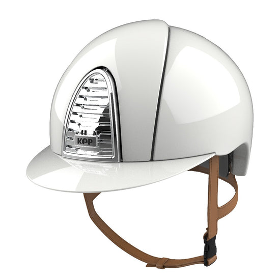 Shiny white horse riding helmet