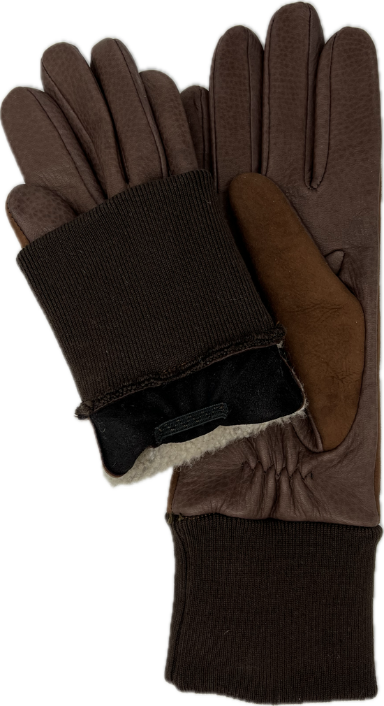 Leather and sheepskin winter horse riding gloves