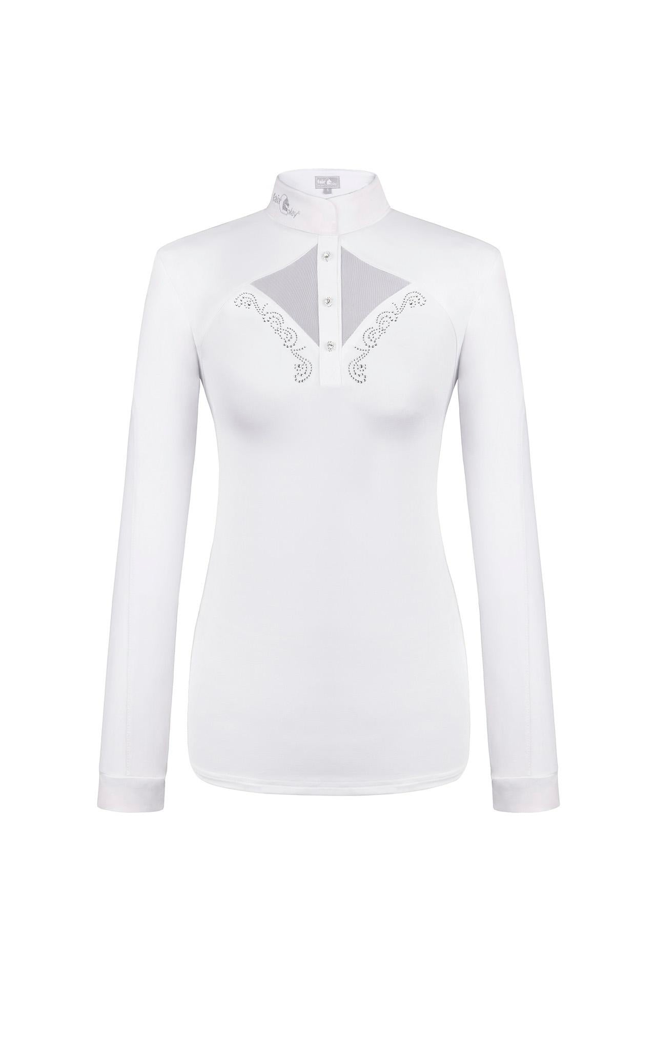 White competition shirt for equestrian women