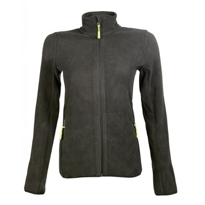 grey hunting grey fleece jacket with neon zipper detail