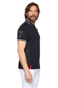 sporty style polo shirt with contrasting sleeves and collar