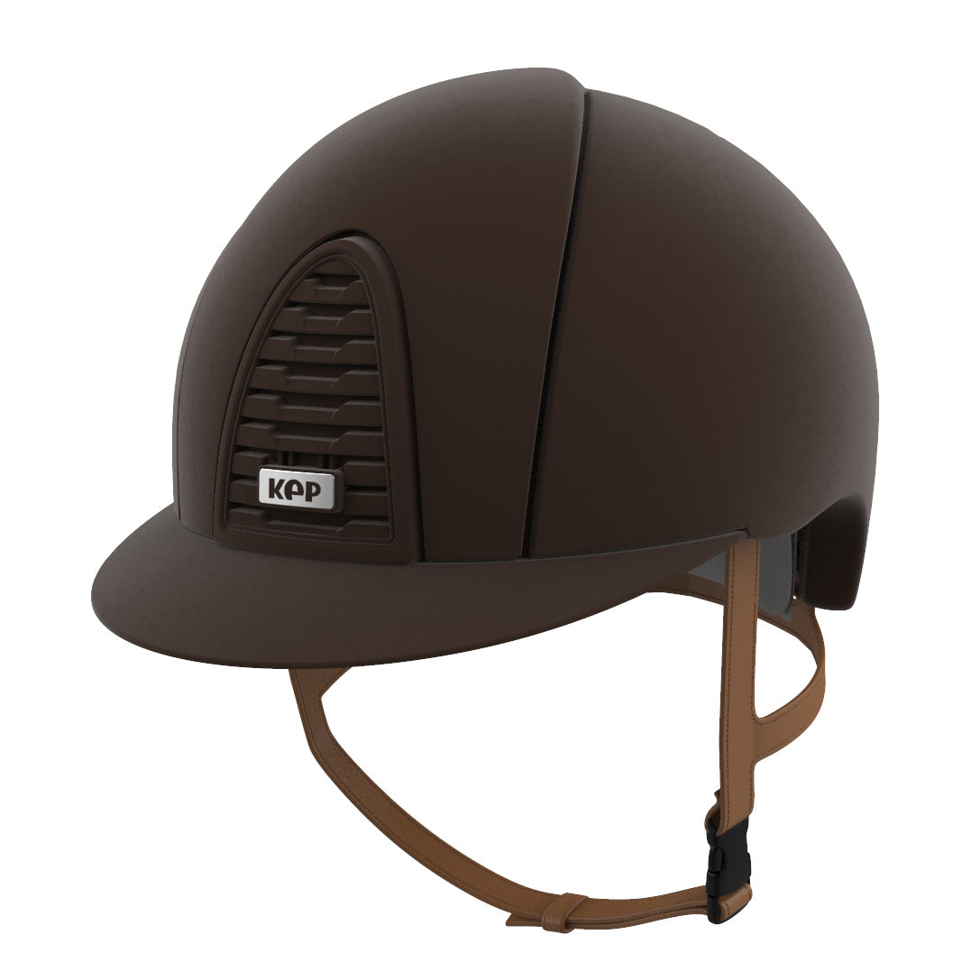 Brown velvet horse riding helmet