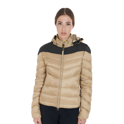 Beige equestrian down jacket