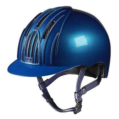 Shiny blue endurance riding helmet