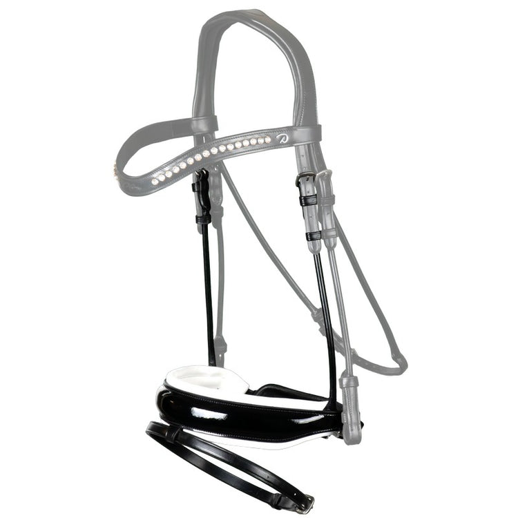Patent noseband with white in round leather