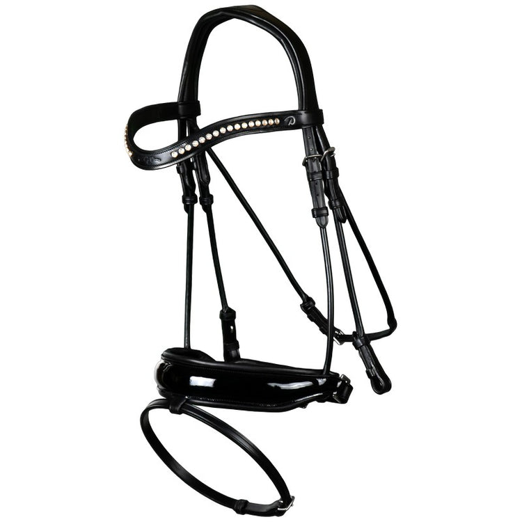 Round Leather Dressage Bridle with patent crank noseband 